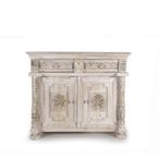 Greth Sideboard - Distressed White Carved Mango Wood - 2 Door - Small - 120cm