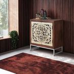 Jush Sideboard - Carved Dark Mango Wood - 2 Door - Small - 80cm