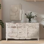 Linzarates Sideboard - Distressed White Mango Wood - 3 Door - Large - 175cm