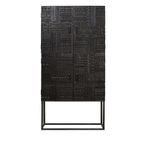 Macedonia Hall Cabinet - Carved Dark Mango Wood - 4 Door