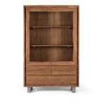 Monza Natural Acacia Wood - 2 Door Wide Display Cabinet