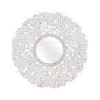Meadow - White Carved - Round - Wall Mirror