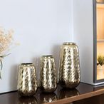 Ripon Vase - Gold Hammered Effect - Set of 3 - Metal