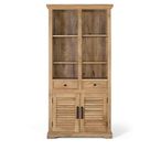 Jaylene Bookcase - Mango Wood - Louvered - with Cupboard