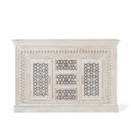 Lomax Sideboard - White Carved Mango Wood - 2 Door - Medium - 150cm