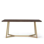 Caltan Dining Table - 8 Seater - 200cm - Walnut Mango Wood and Gold - Geometric