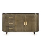 Stephen Sideboard - Ribbed Brass - Curved - 2 Door - Medium - Black Marble Top