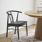 Artenara Dining Chair - Set of 2 - Black Faux Leather - Curved