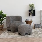 Nazare Lounge Chair with Footstool - Grey - Fabric