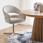 Dover Dining Chair - Set of 2 - Beige Fabric - Curved - Swivel