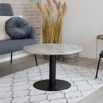 Bolzano Coffee Table - Round - White Marble Effect - Black Base