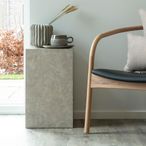Prague Side Table - Tall - Beige Marble Effect