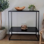 Vita Console Table with Shelf - Black Metal