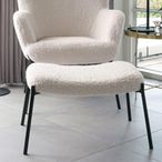 Glasgow Footstool - White Faux Lambskin
