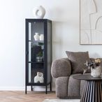 Brisbane Display Cabinet - 1 Door - Narrow - Black Metal