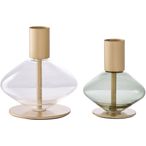Candle Holder - Set of 2 - Glass and Metal