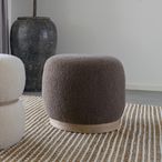 Belfort Pouf - Round - Brown Boucle Fabric