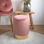 Hampton Pouf - Rose Velvet Fabric - Round