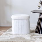 Medford Pouf - White Fabric - Storage