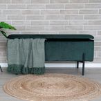 Watford Bench - Green Velvet Fabric - Storage