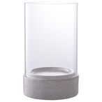 Hurricane Candle Holder - Glass & Ceramic - Grey