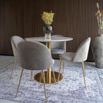 Bolzano Round Dining Set - 4 Seater - 90cm - White Marble Effect