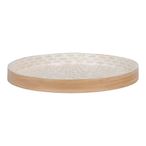 Tray - Round - Wooden - Beige