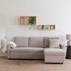 Belfast Chaise Longue Pull Out Sofa Bed - Sand Fabric