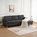 Firenze Sofa - Dark Grey Fabric - Natural Legs - LHF