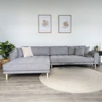 Lido Lounge Sofa - Light Grey - Fabric - Natural Legs - LHF