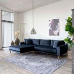 Lido Lounge Sofa - Blue - Fabric - Natural Legs - LHF