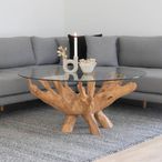 Amazonas Coffee Table - Round - Glass and Teak Root
