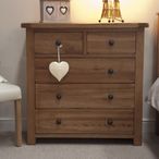 Rustic Oak Chest of Drawers - 3+2 Drawer - Oak
