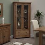 Rustic Oak Display Cabinet - 2 Door - Oak