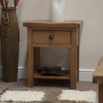 Rustic Oak Lamp Table - 1 Drawer - Oak