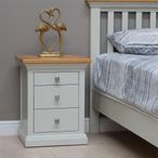 Cotswold Bedside Cabinet - 3 Drawer - Oak and Painted