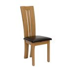 Dennis Dining Chair - Set of 2 - Oak - Dark Brown Leather