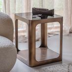 Thorpe Side Table - Bronze Glass and Metal - Square