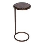 Iota Accent Table - Brown Emperador Marble - Round