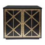 Reeno Storage Cabinet - Black Fretwork - 2 Door