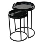 Laura Ashley Louise Side Tray Table - Black - Round - Set of 2