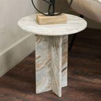 Cavallo Side Table - Fantasy Grey Marble - Round
