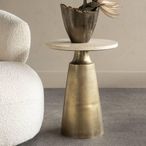 Clifton Side Table - Light Travertine Marble - Round