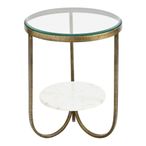 Nolita Side Table - Glass and White Marble - Round