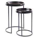 Swirl Side Tray Table - Gold and Black Metal - Round - Set of 2