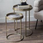 Vienna Side Tray Table - Gold Atlas Metal - Round - Set of 2