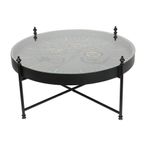 Palladium Coffee Table - Black Metal and Gold Cogs - Round