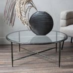 Patterdale Coffee Table - Glass and Bronze Metal - Round