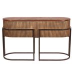 Hunter Console Table - Wood and Metal - Fluted - Oval