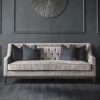 Theodore Sofa - Warm Grey Fabric - Buttoned - 3 Seater